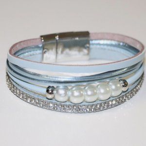 BRACELET BLUE with PEARL FRENCH JEWELRY DESIGNER - LOLILOTA PARIS *NEW W/TAG*